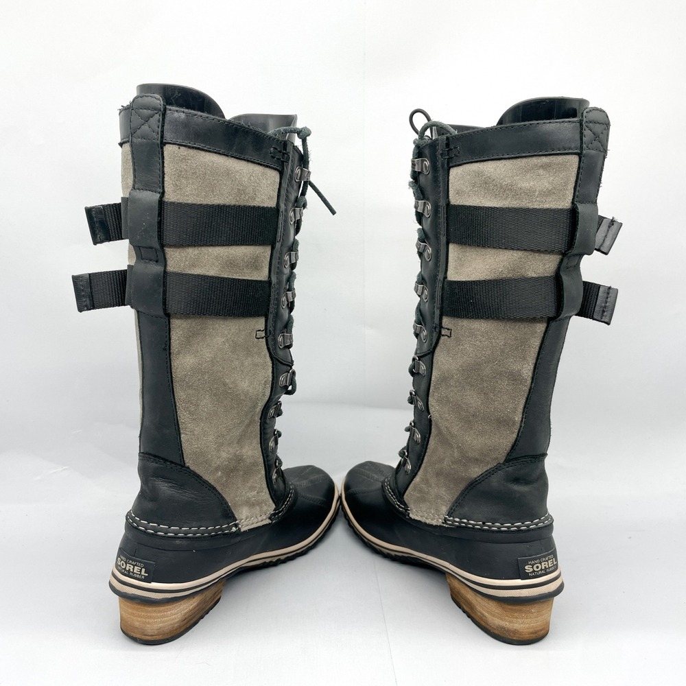 Sorel Womens 7 Conquest Carly II Boots Waterproof Black Gray Tall Winter Snow - Picture 8 of 11